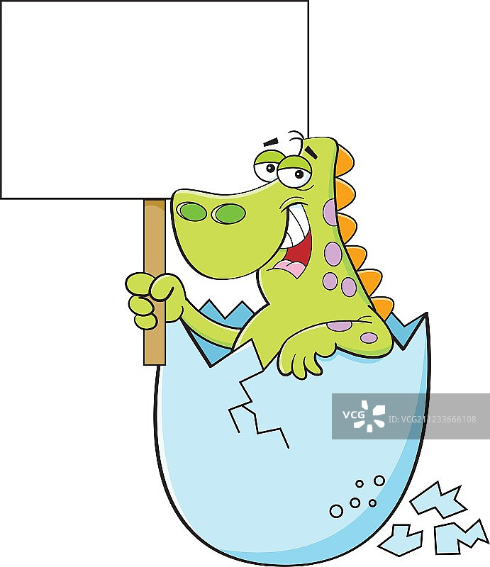 卡通恐龙举着标牌图片素材