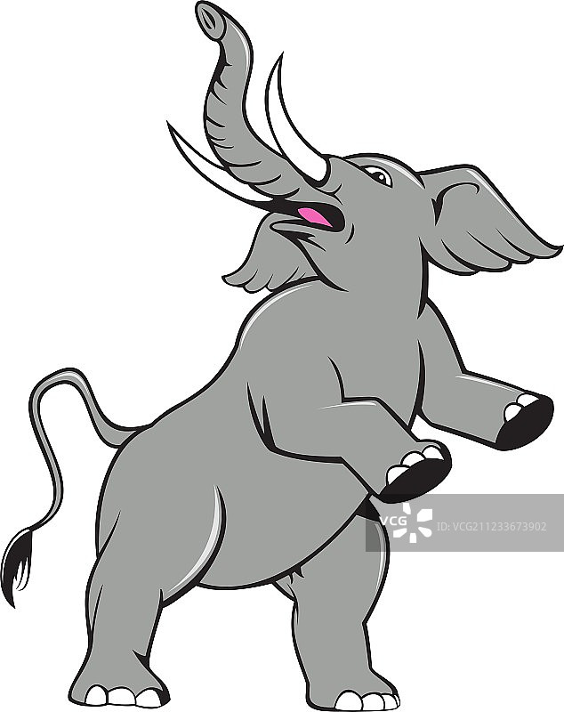 卡通风格的雀跃大象图片素材