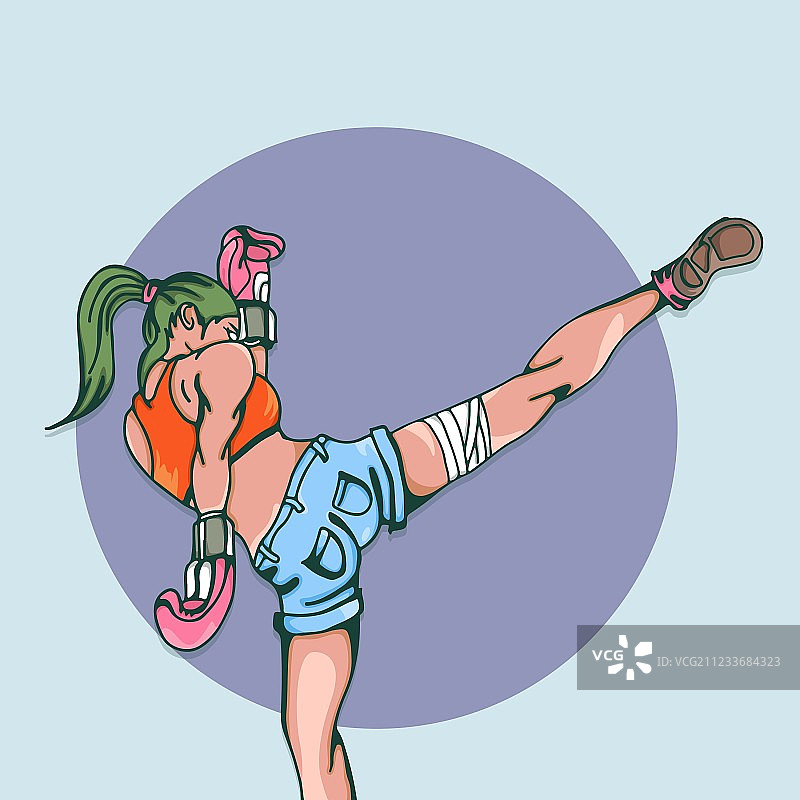 亚洲女战士高踢腿图片素材