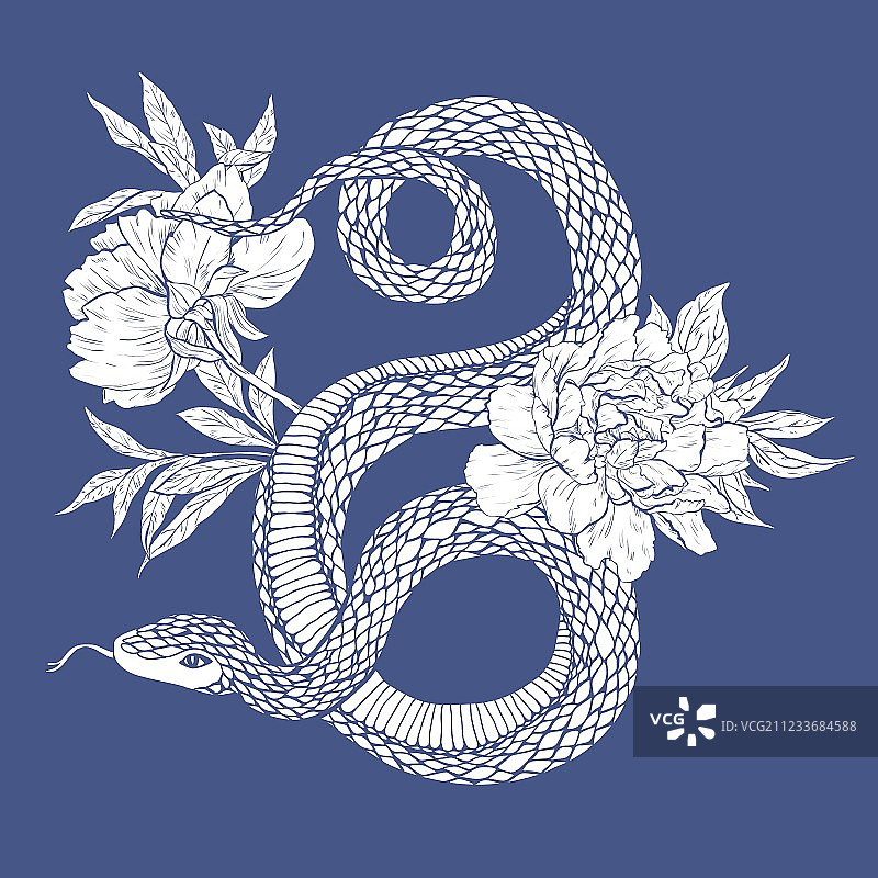 蛇与鲜花图片素材