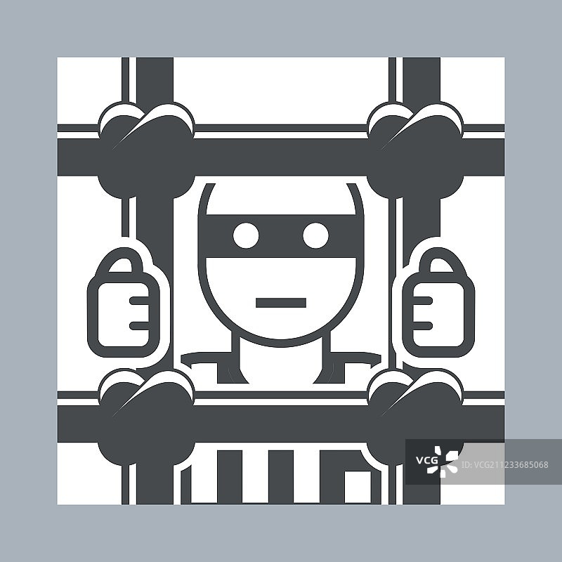 铁窗后的囚犯图片素材