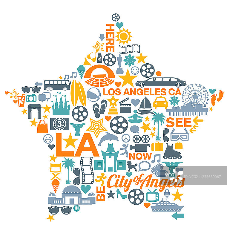 加利福尼亚州洛杉矶地标图标符号图片素材