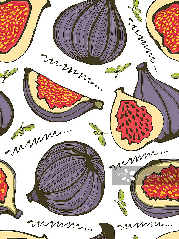 无花果彩色无缝图案图片素材
