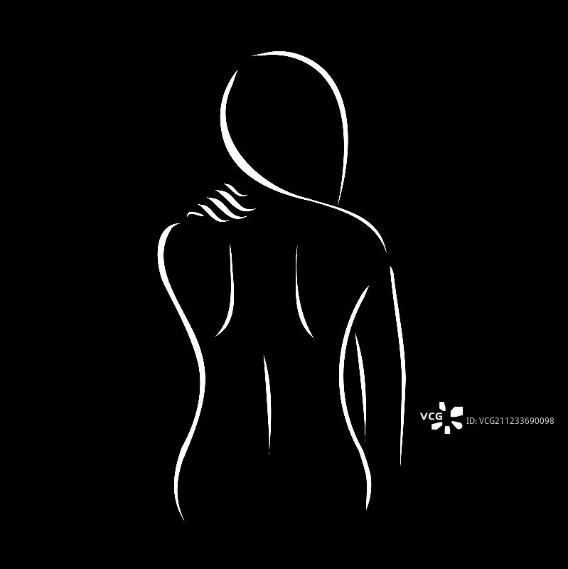 触摸肩膀的抽象女人画像图片素材