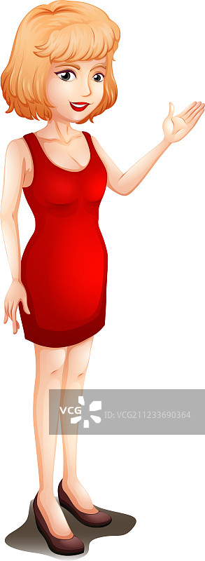 一位身穿红色无袖连衣裙的女商人图片素材