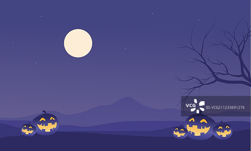 万圣节南瓜和月亮景色图片素材