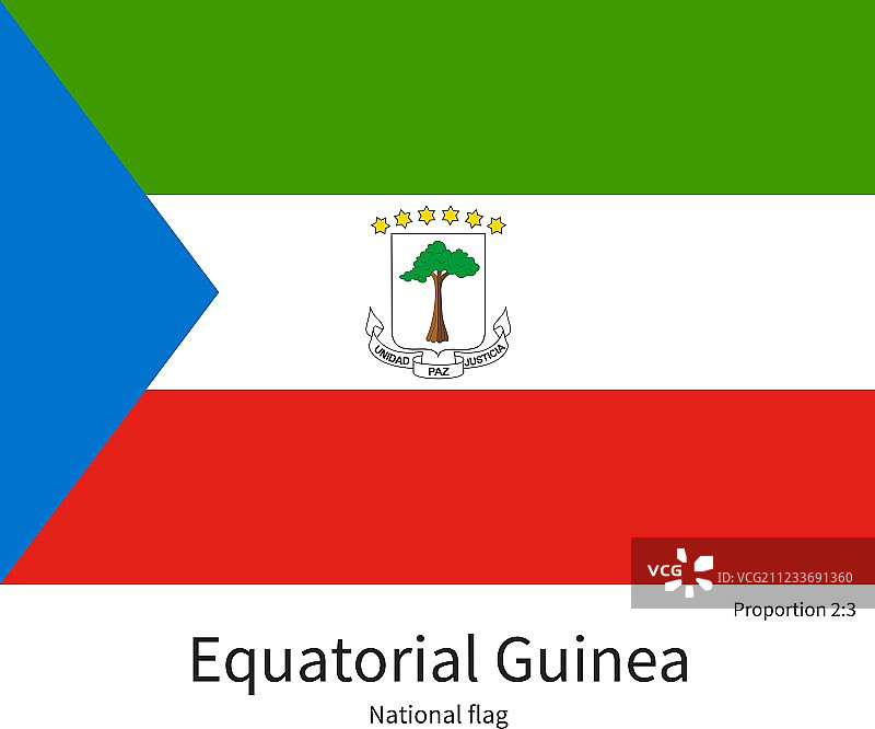 具有正确比例的赤道几内亚国旗图片素材