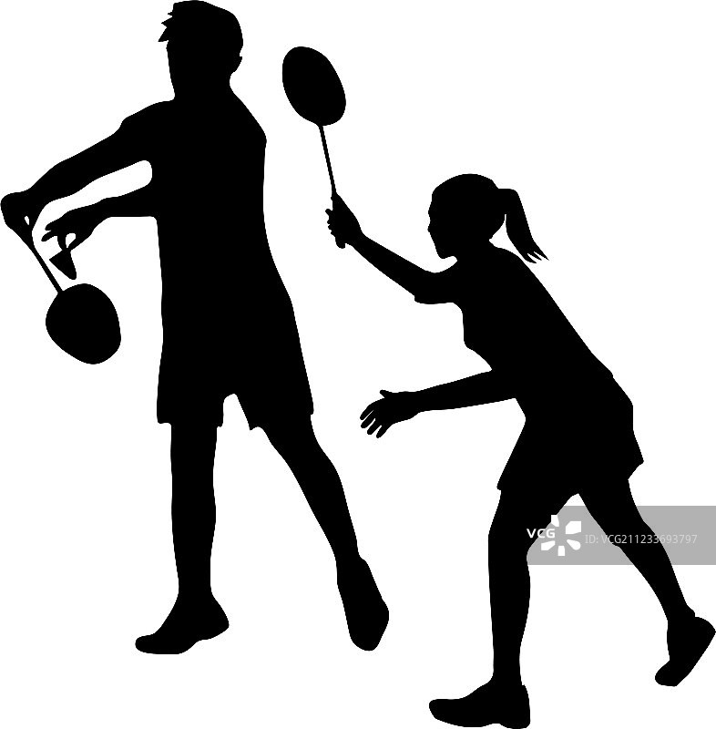 混合羽毛球队员的轮廓图片素材