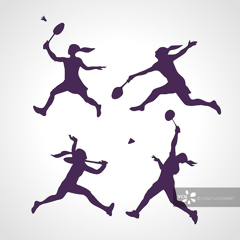 女子羽毛球运动剪影图片素材