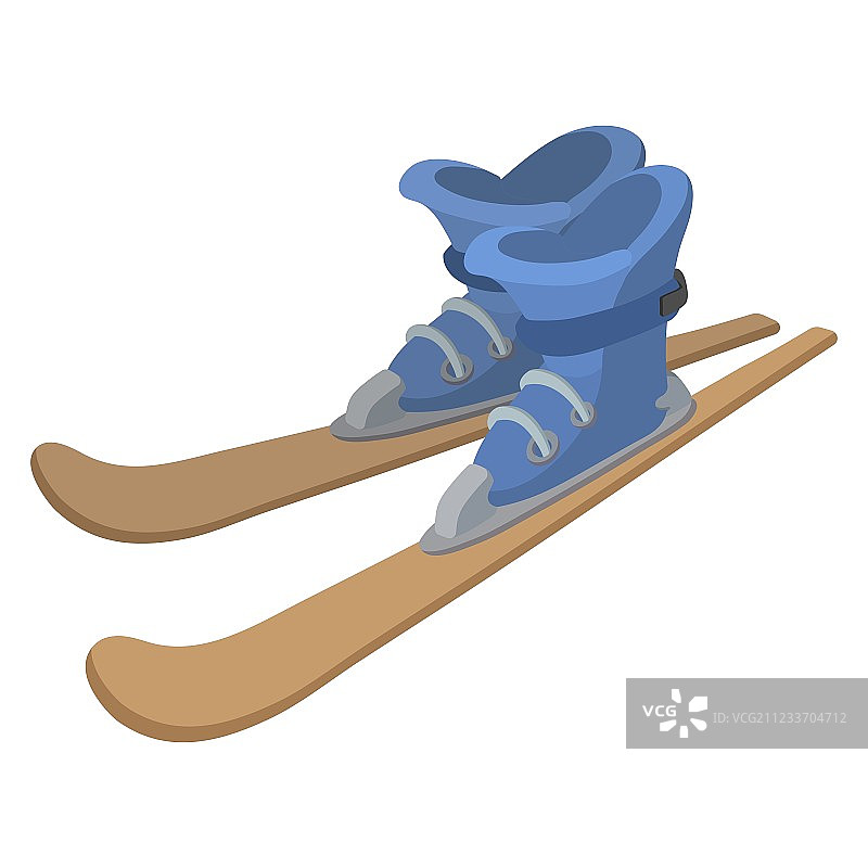 卡通滑雪靴和滑雪板图片素材
