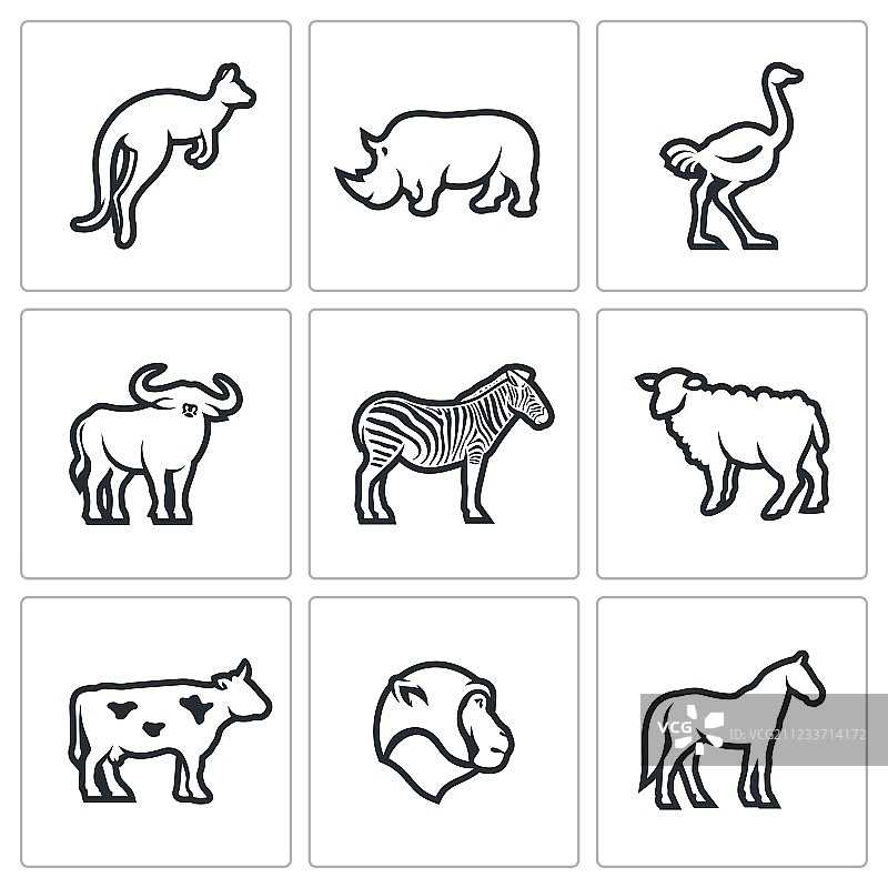 澳大利亚大陆动物图标集图片素材