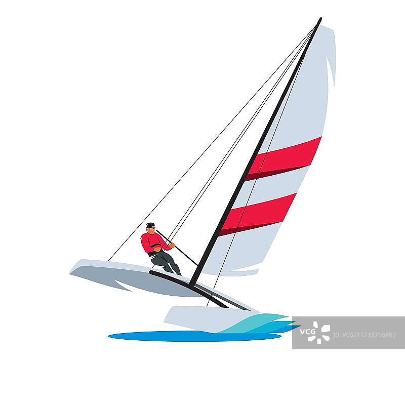 海上双体船和运动员标志图片素材