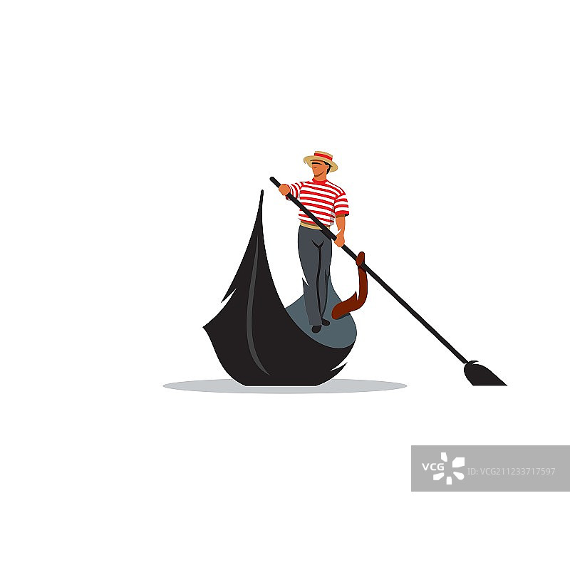 威尼斯贡多拉和贡多拉船夫划船图片素材