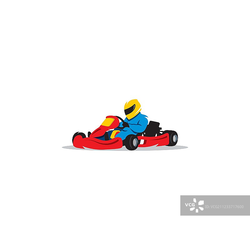卡丁车赛车标志和年轻赛车手图片素材