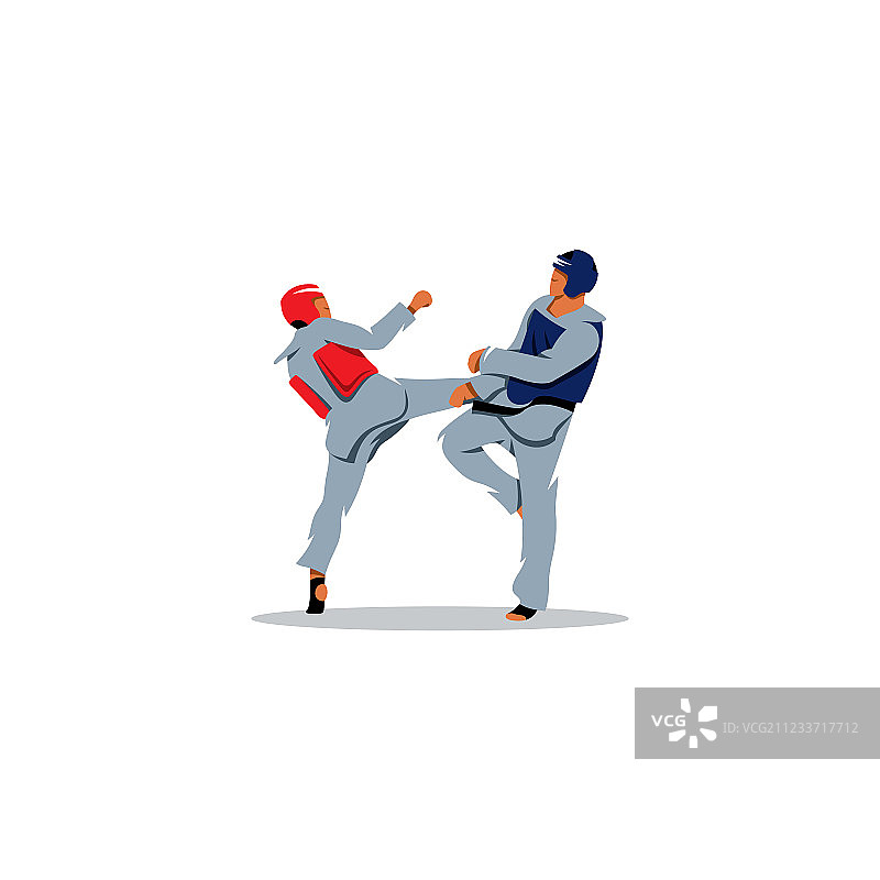 跆拳道标志：两名选手之间的体育搏击图片素材