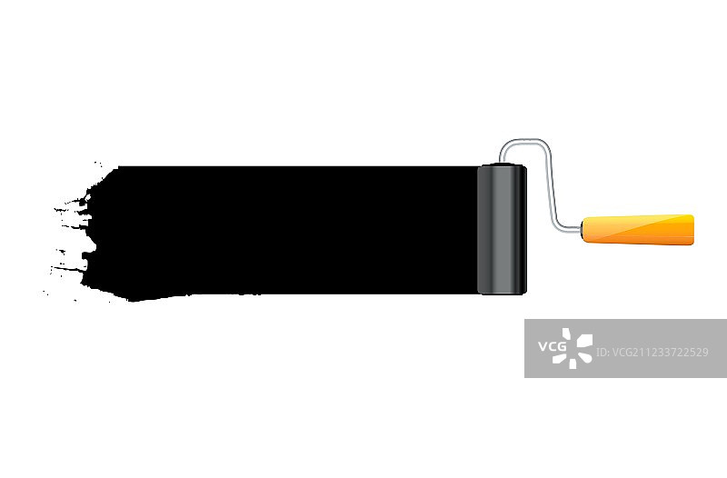 带油漆和文本位置的滚筒刷图片素材