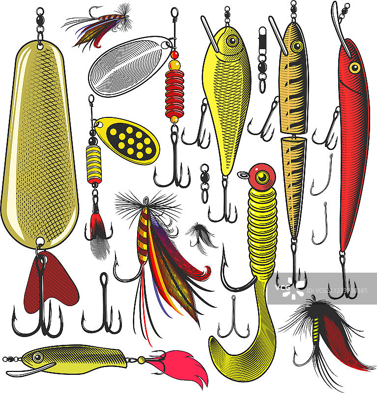 一套人造钓鱼饵图片素材