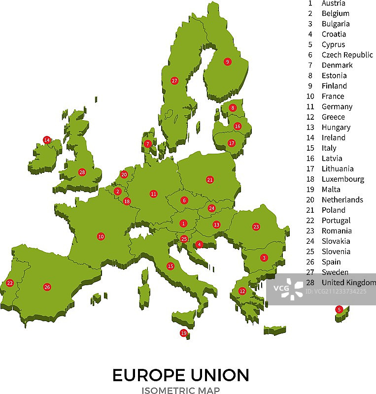 2.5D欧洲政治地图细节图片素材