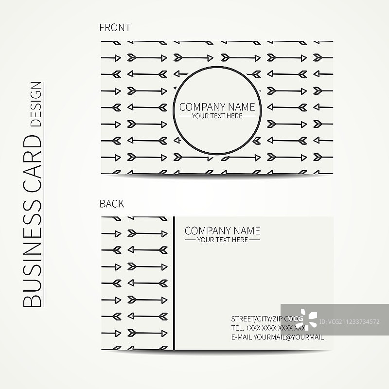 带几何图案的单色商务名片模板图片素材