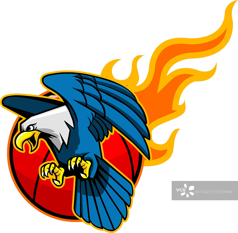 飞翔的秃鹰与燃烧的篮球图片素材