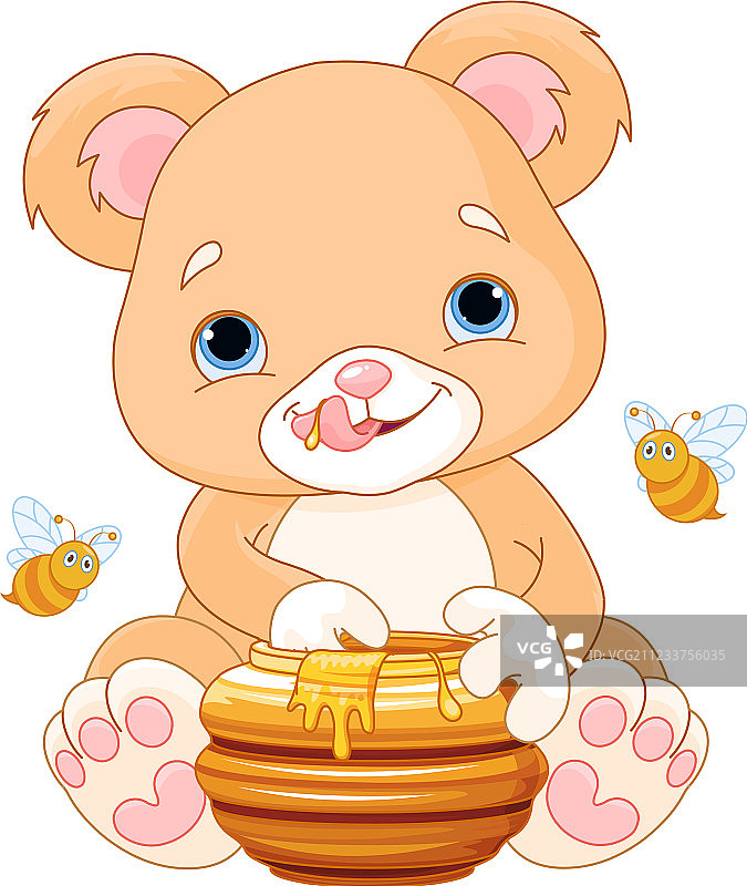 熊抱着蜂蜜罐图片素材