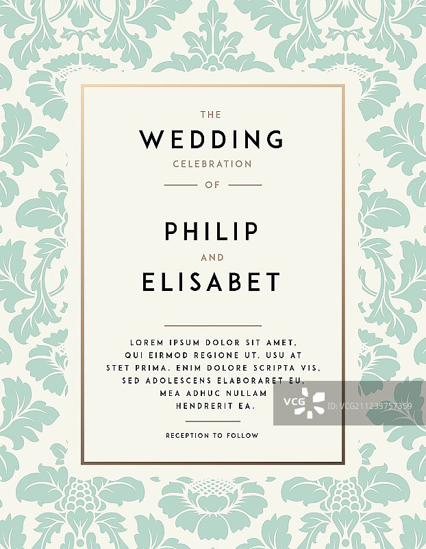 老式婚礼邀请函模板图片素材