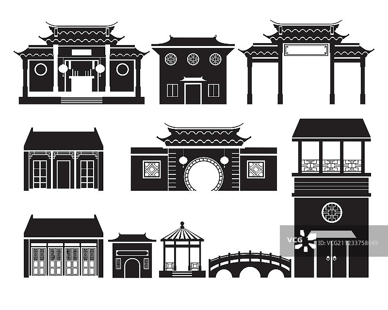 中国建筑单色物体合集图片素材