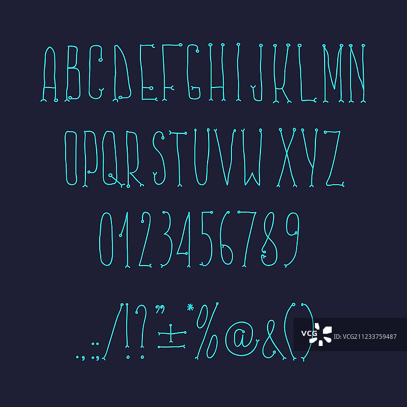 手绘字母数字和标点符号图片素材