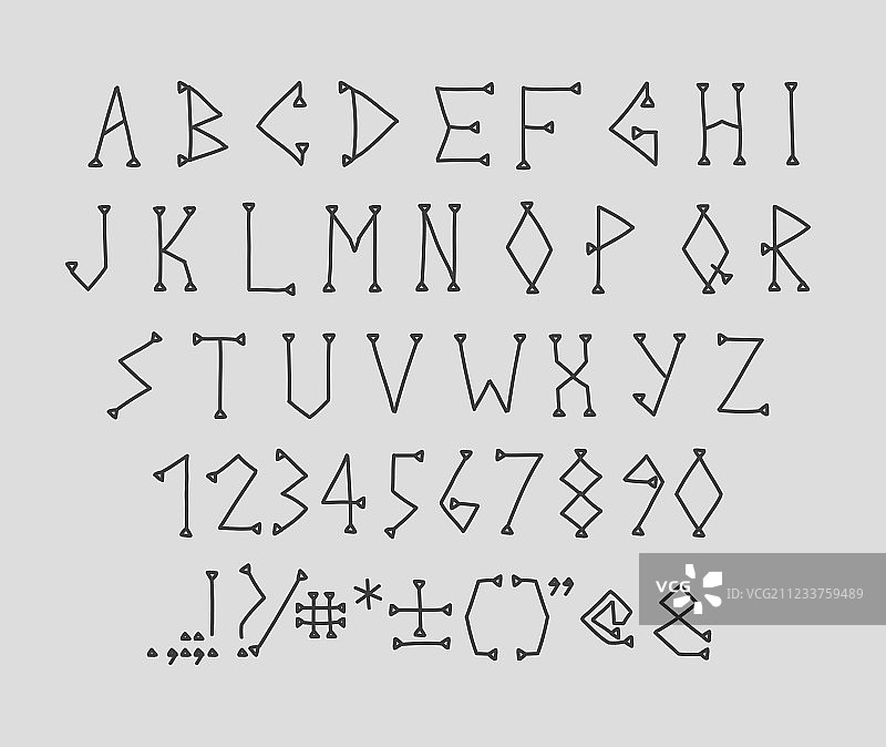 手绘字母数字和标点符号图片素材