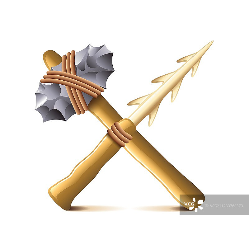 白色背景下的史前武器图片素材