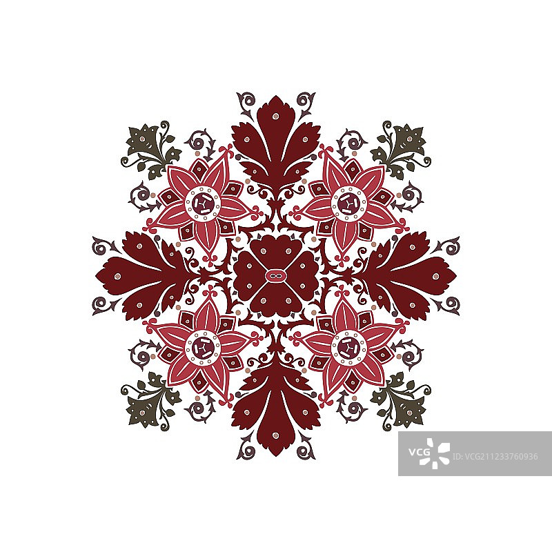 民族花卉花束圆形装饰图案图片素材