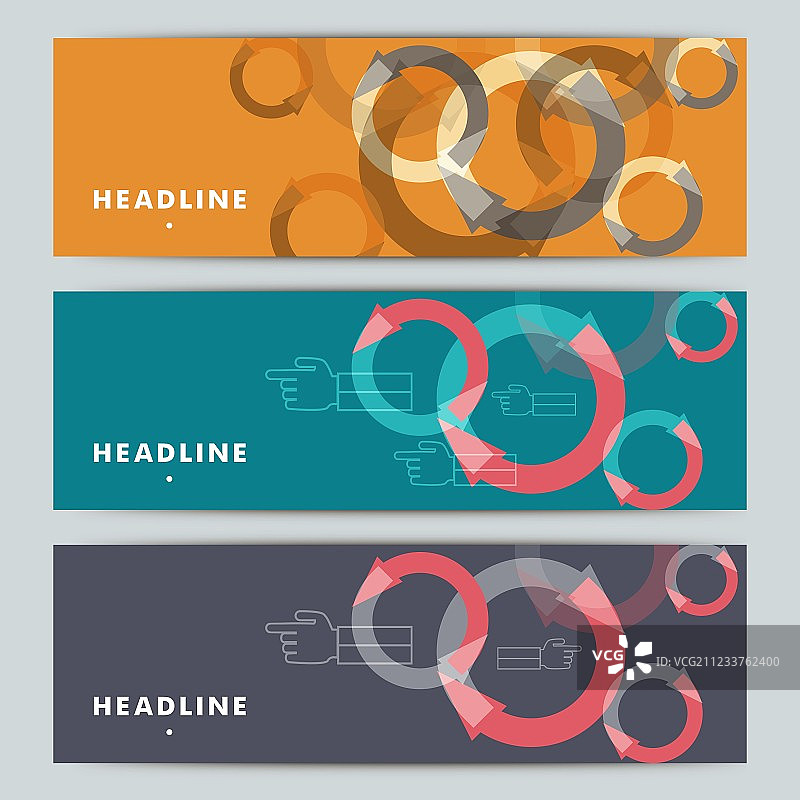 带手和箭头的抽象banner集图片素材