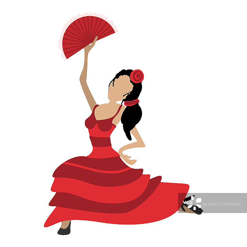 弗拉明戈舞者女孩卡通图标图片素材