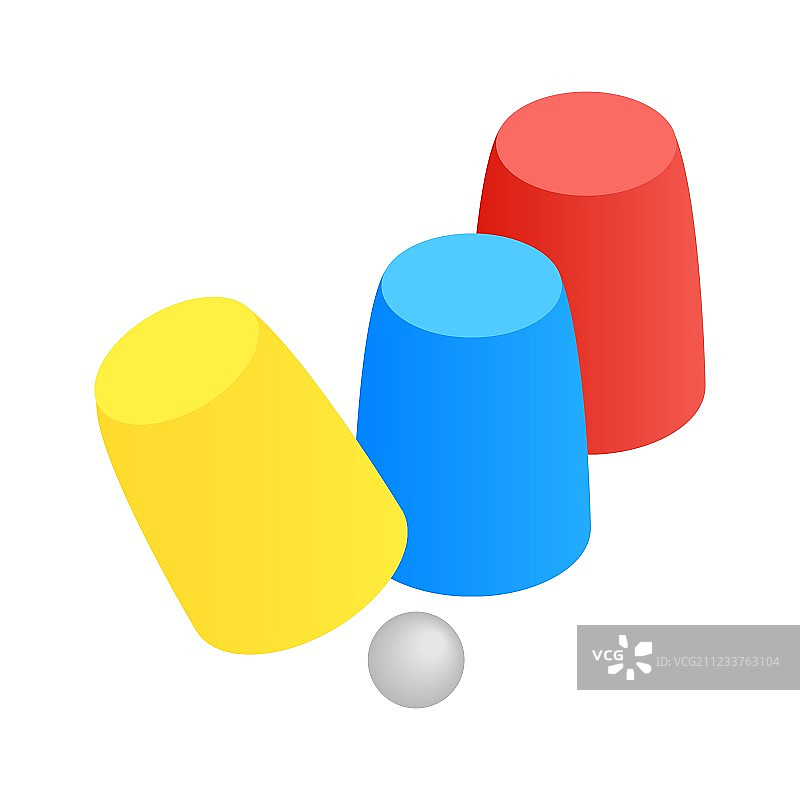 带有球的三个游戏顶针2.5D图标图片素材