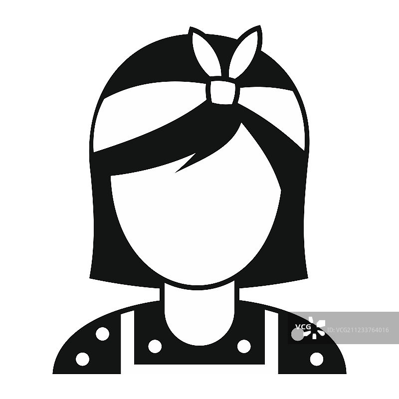 头戴蝴蝶结的家庭主妇黑色简约图标图片素材