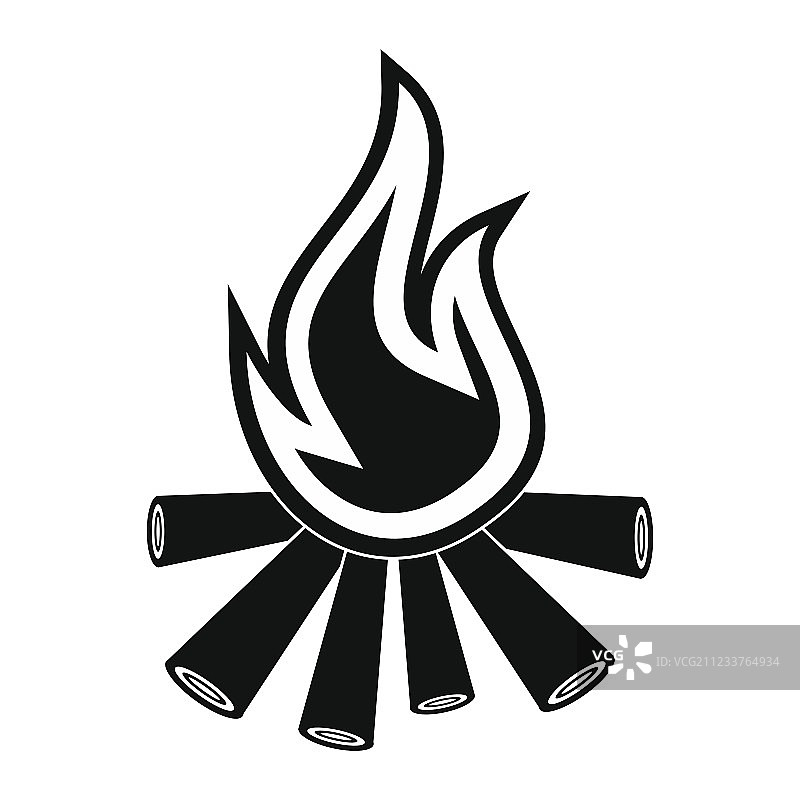 燃烧的篝火黑色简约图标图片素材
