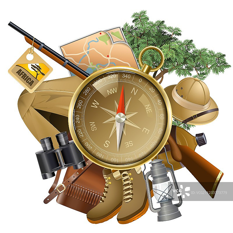 带指南针的野生动物园概念图片素材