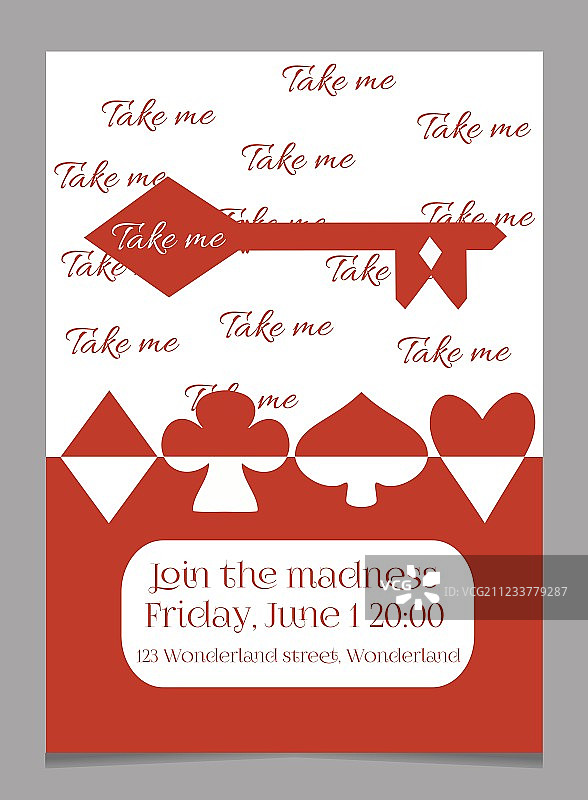 《爱丽丝梦游仙境》主题邀请卡图片素材