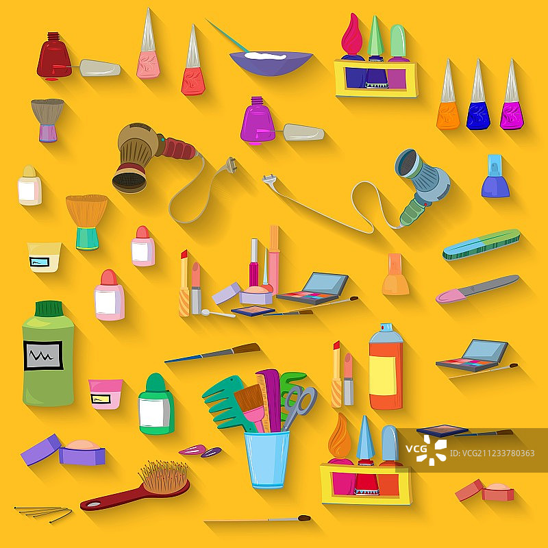 美容水疗用品扁平设计套装图片素材