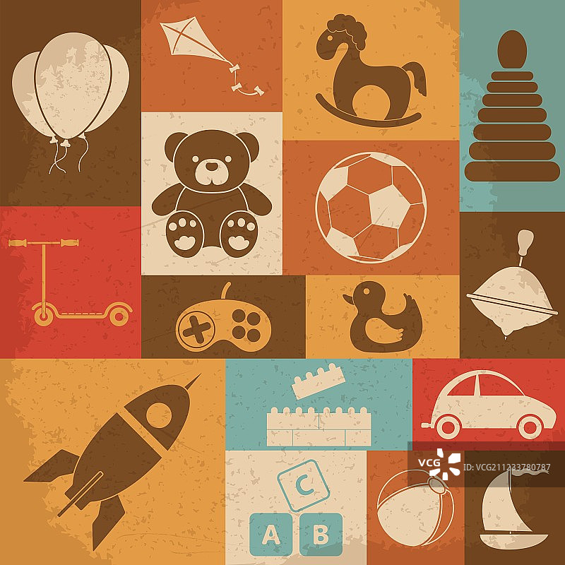 复古儿童玩具图标合集图片素材
