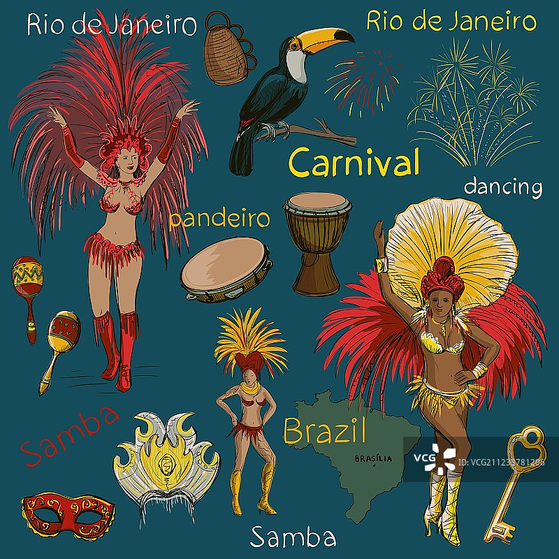 手绘巴西狂欢节合集图片素材