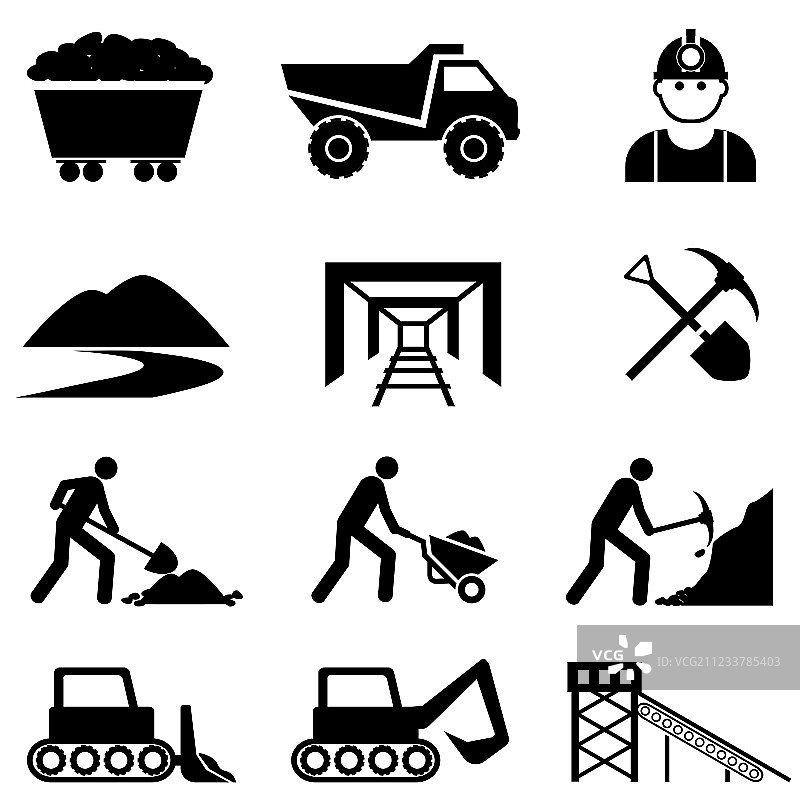 采矿和工业图标集图片素材