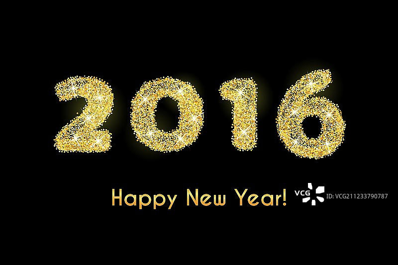 2016新年快乐金色贺卡图片素材