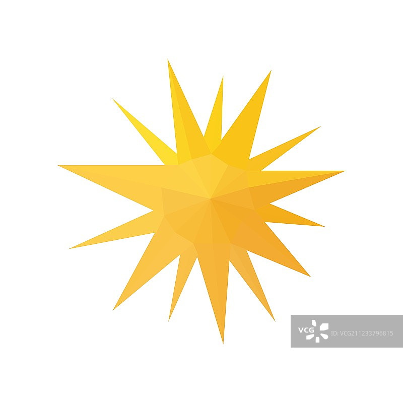 白色背景上孤立的折纸太阳图片素材