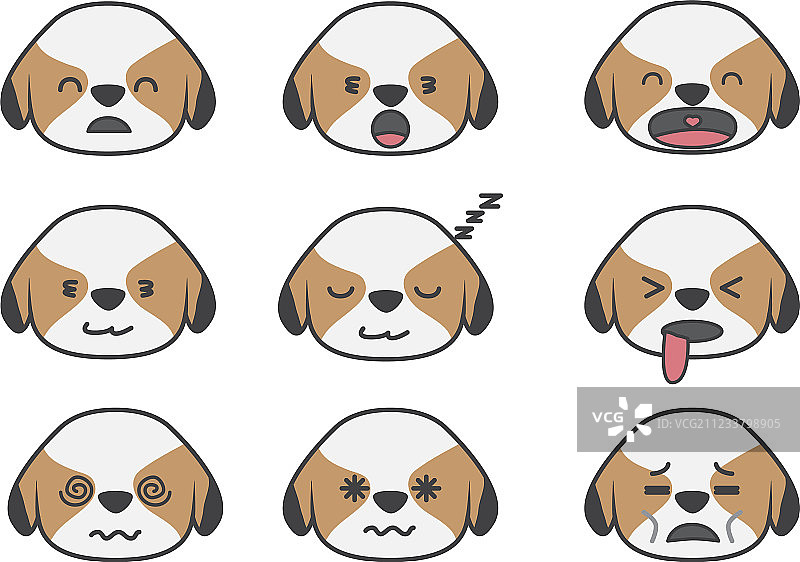 西施犬卡通表情图片素材