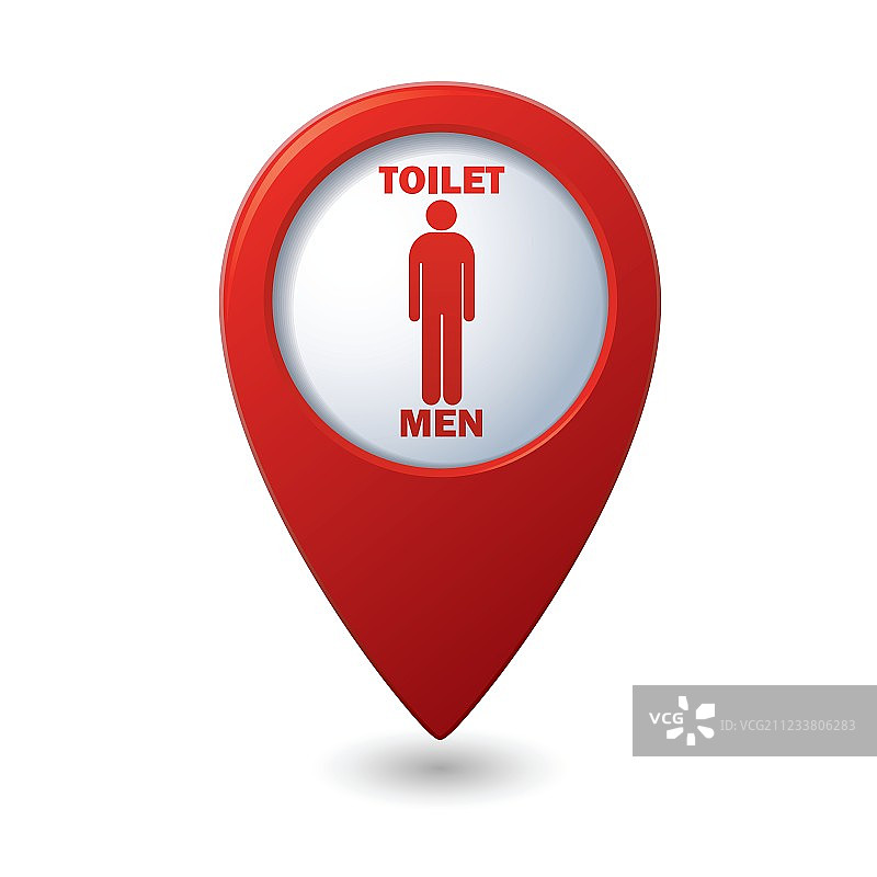 带洗手间图标的红色地图指针图片素材