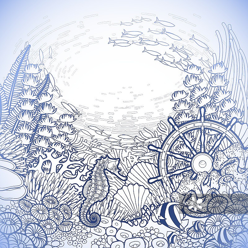 珊瑚礁图案设计图片素材