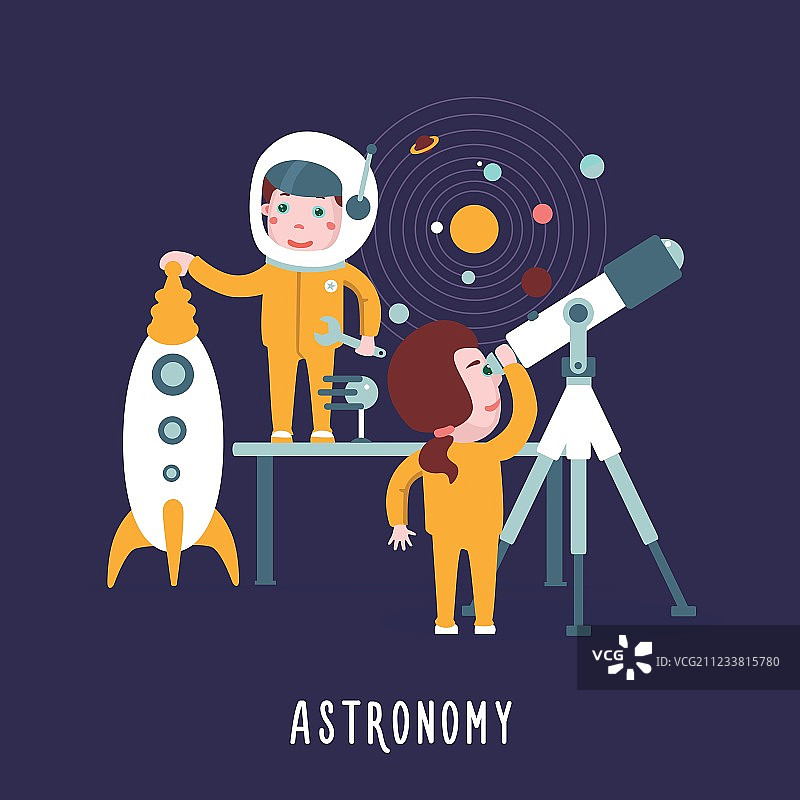 聪明的孩子：学习中的男孩和女孩图片素材