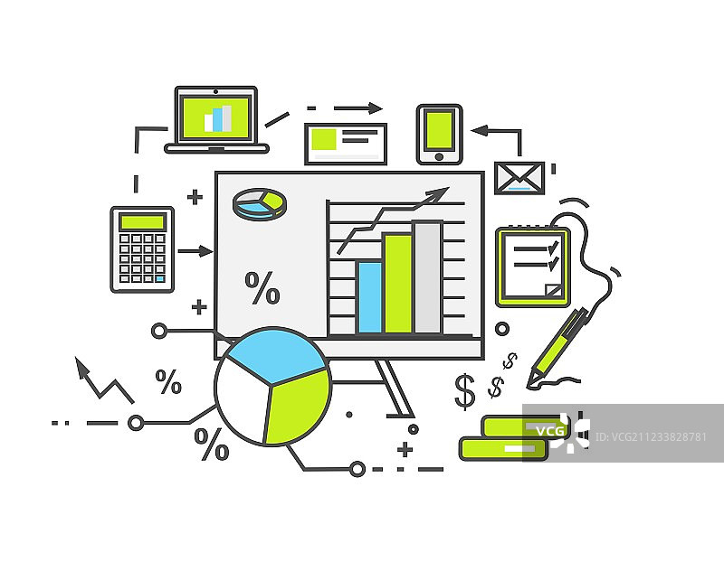 扁平设计数据分析图标图片素材
