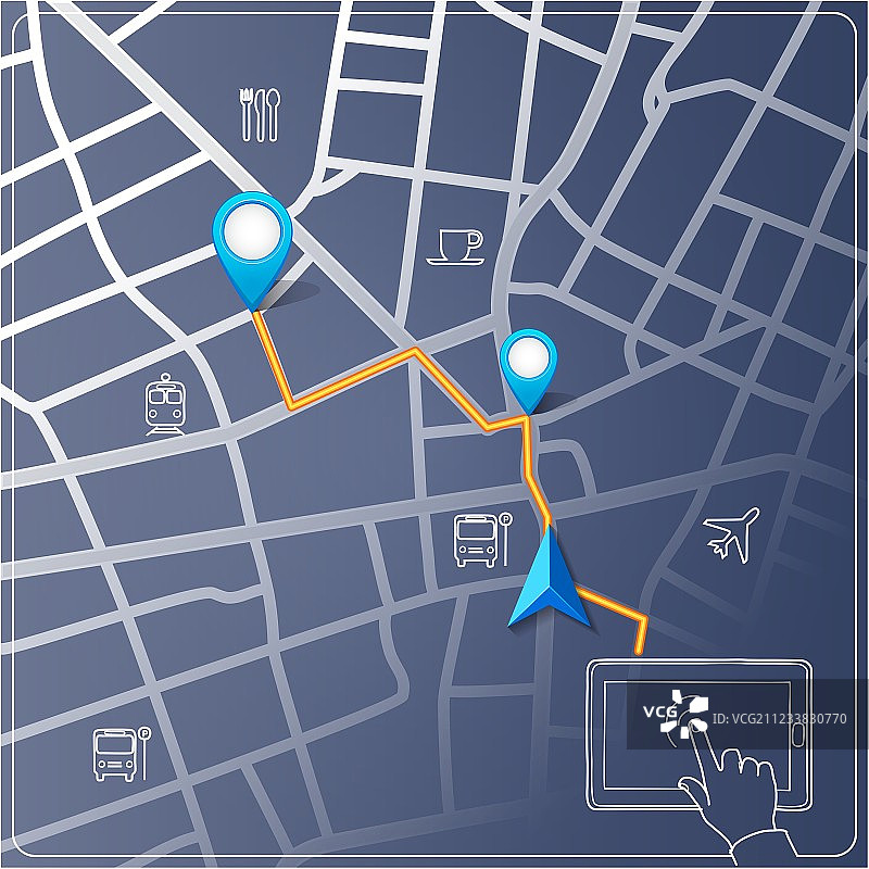 使用平板导航街景地图图片素材